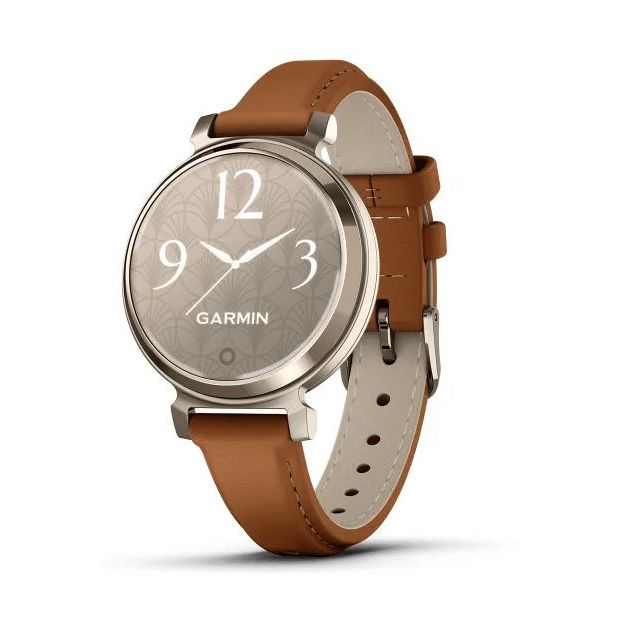 Garmin Lily 2 Classic Fitness Smartwatch - Cream Gold With Tan Leather Band