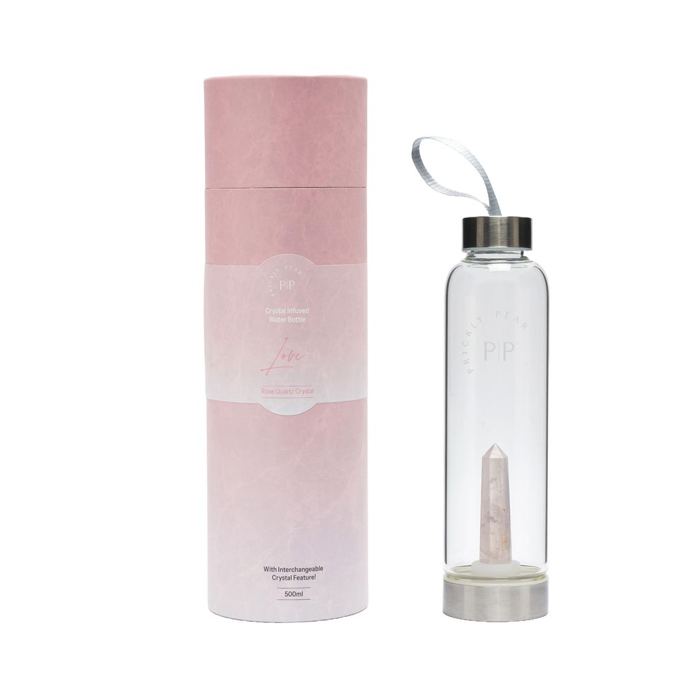 Prickly Pear Rose Quartz Interchangeable Crystal Water Bottle - 500ml