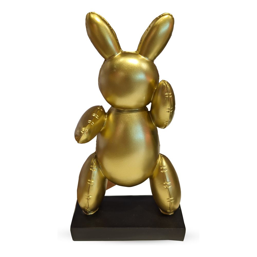 Roomours Rabbit Resin Gold Statue with Black Base