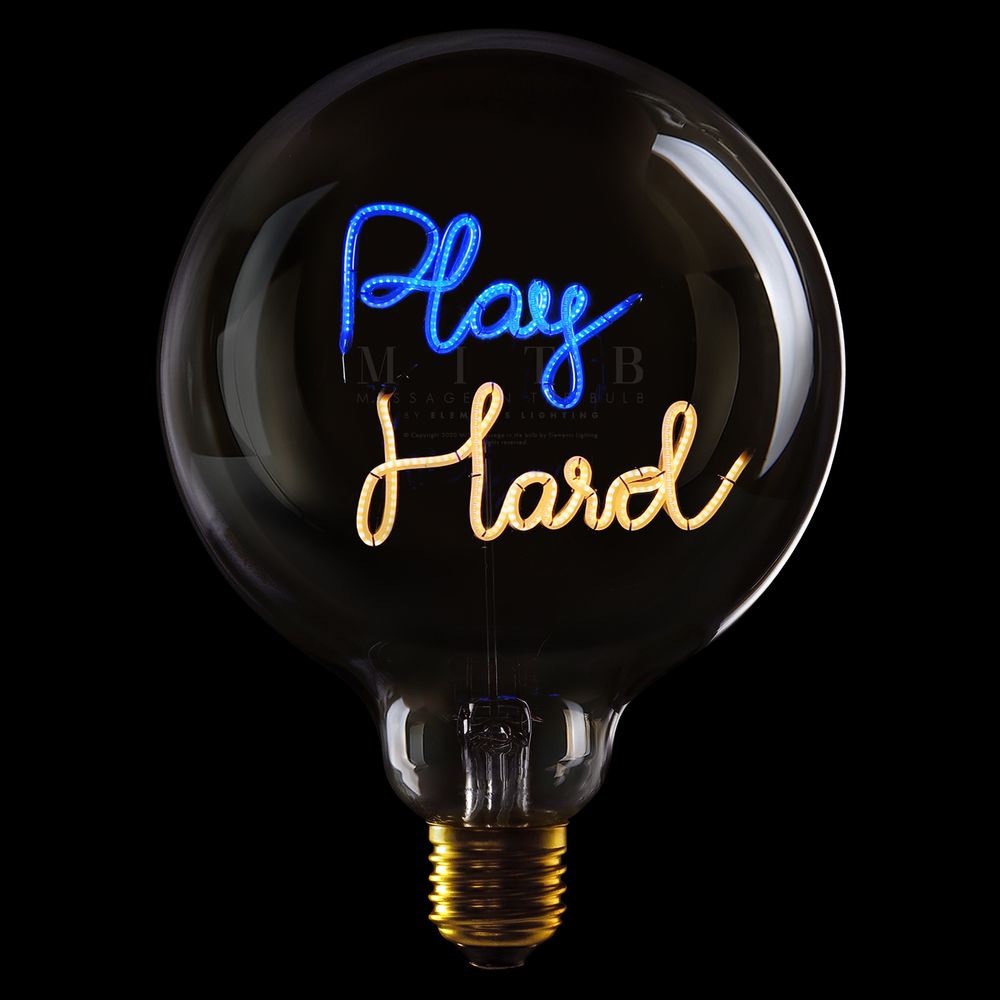 Message in the Bulb 904063BAX Play Hard LED Light Bulb (6 Volt) - Clear Glass - Blue & Amber Light