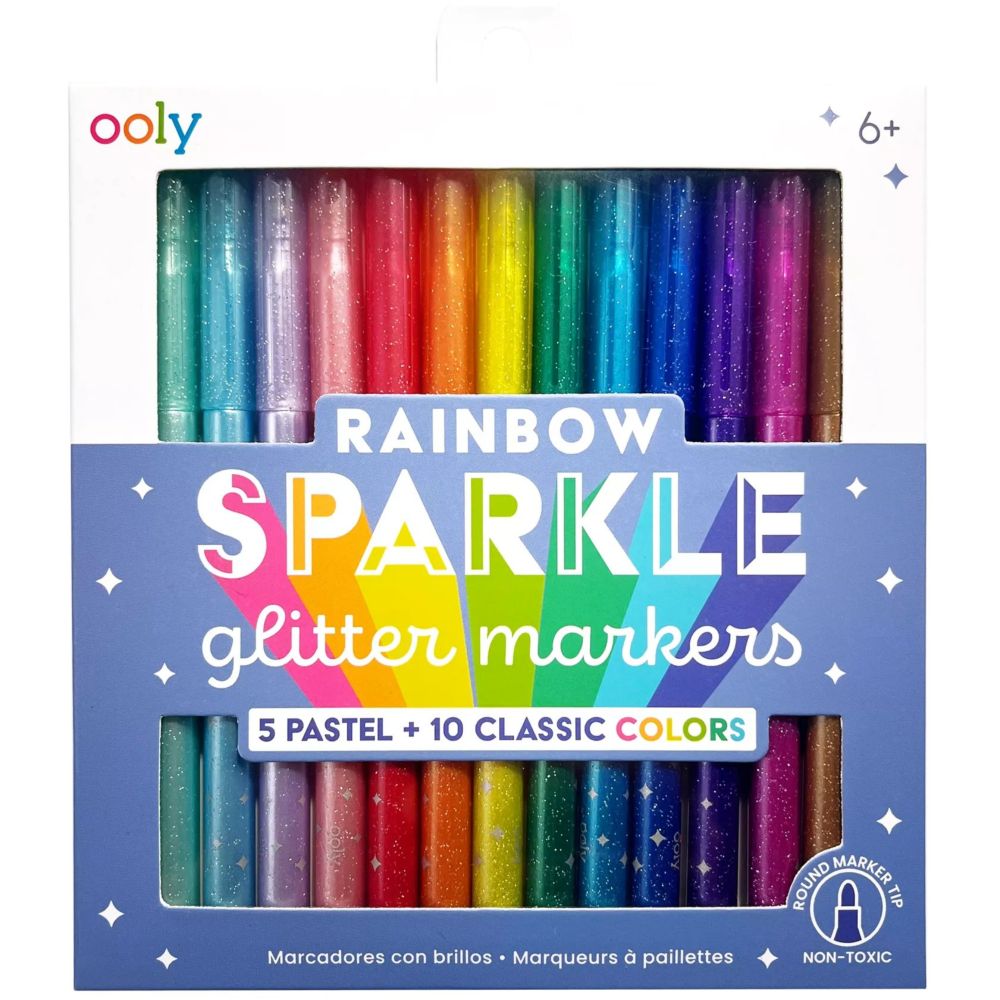 Ooly Rainbow Sparkle Glitter Markers (Set of 15)