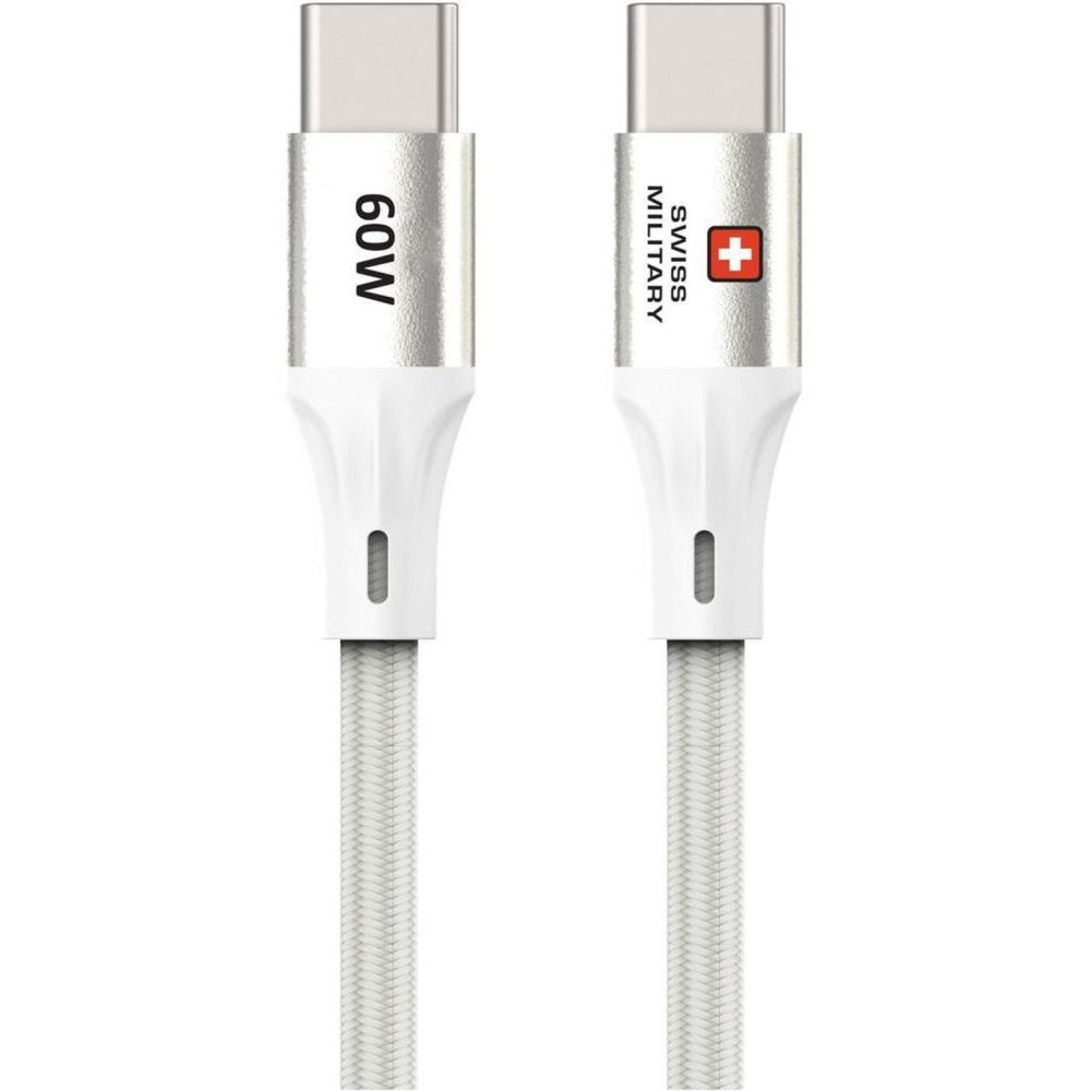 Swiss Military Type C To Type C 1.2M 60W Premium Braided Cable - White