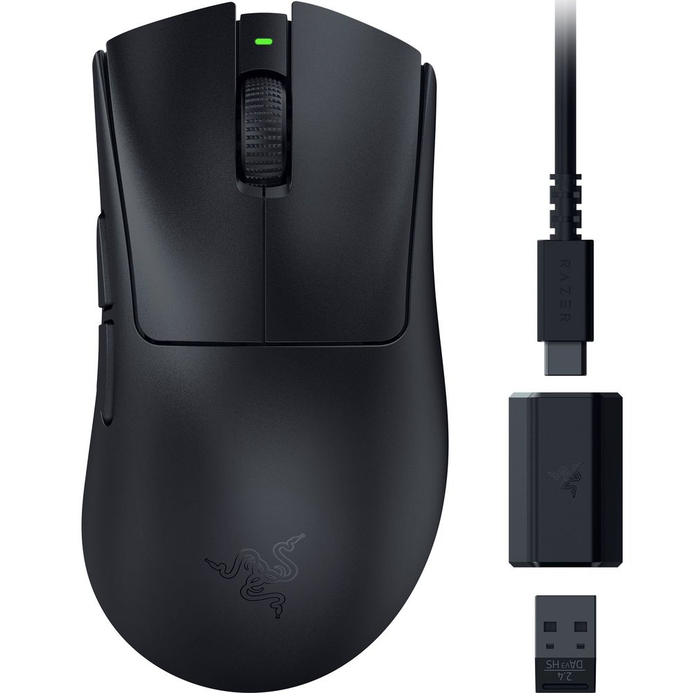 Razer Deathadder V3 Hyperspeed Ultra-Lightweight Wireless Ergonomic E-Sports Gaming Mouse - Black