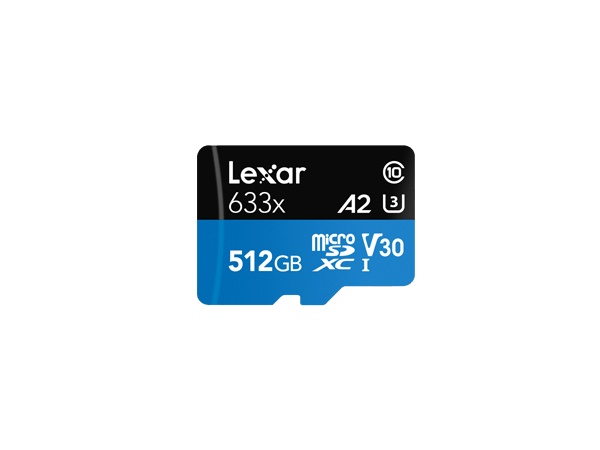 Lexar 512GB Lexar High-Performance 633X MicroSDXC UHS-I With SD Adapter/ Up To 100MB/S Read 70MB/S Write C10 A2 V30 U3