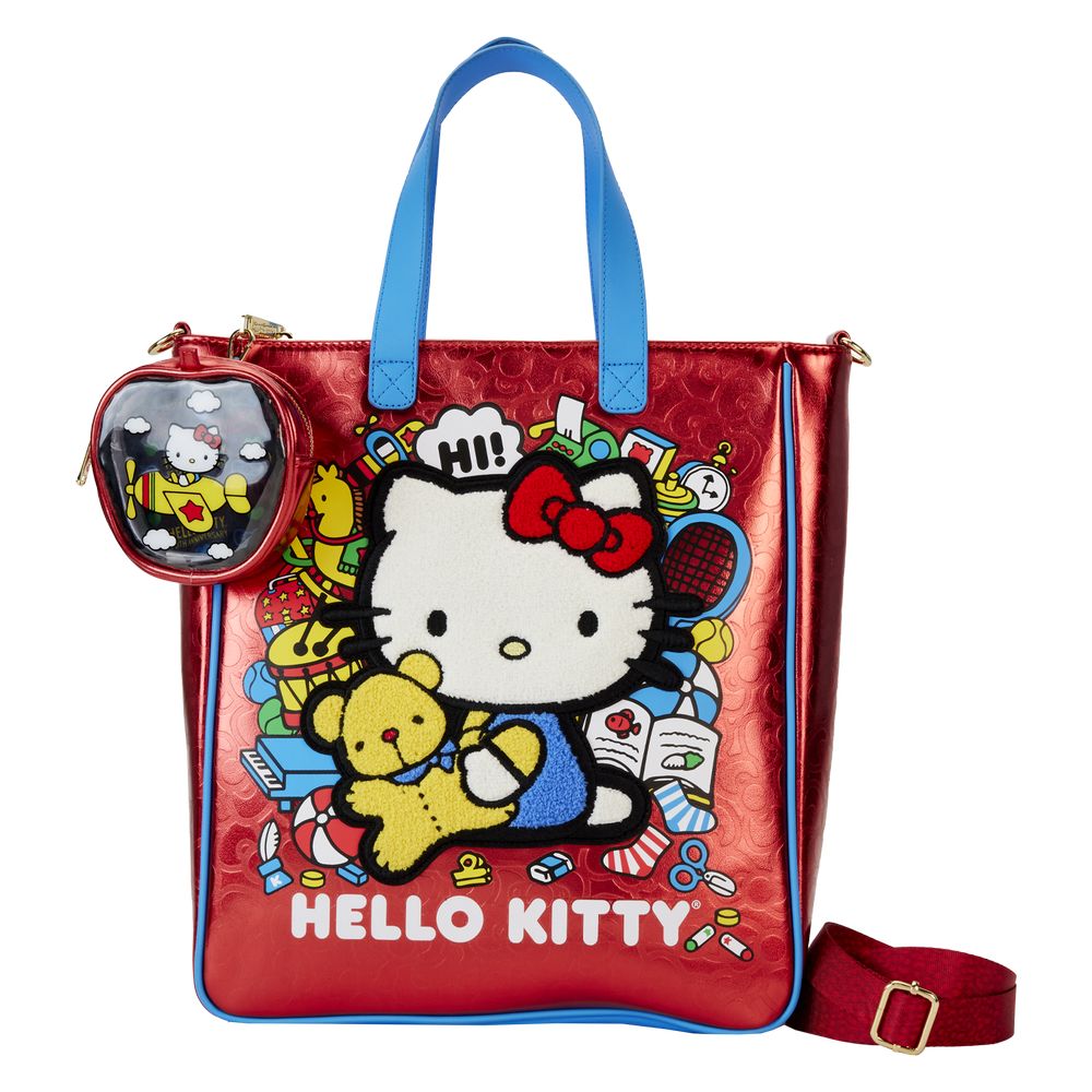 Loungefly Leather Hello Kitty 50th Anniversary Classic Metallic Tote with Coin Purse