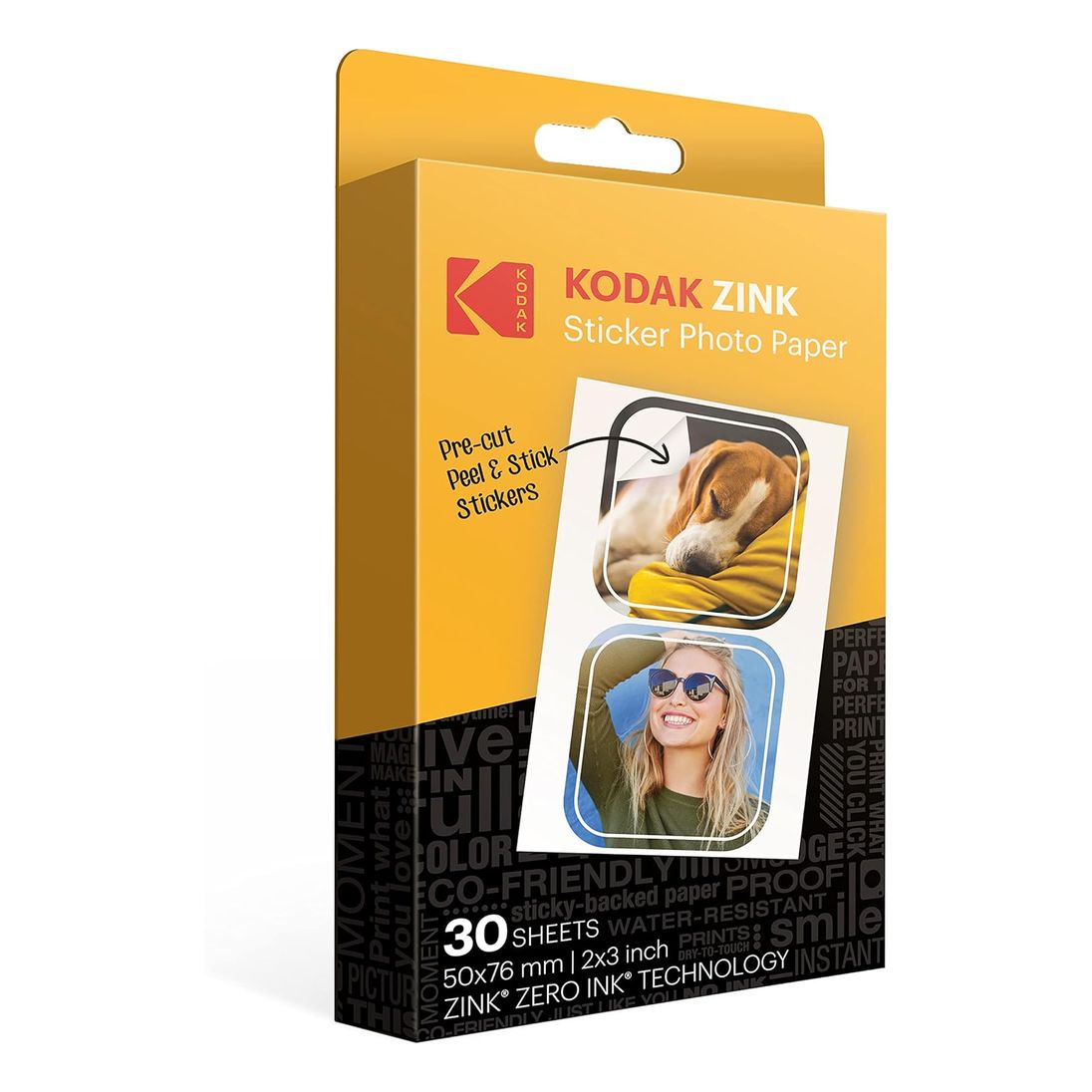 Kodak 2 x 3 inch Premium Zink Pre-Cut Sticker Photo Paper Sheets (30 Pack)