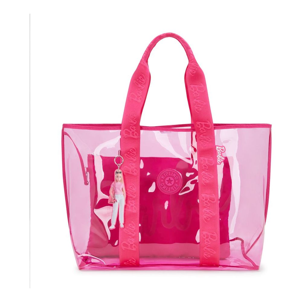 Kipling Jacey Xl-Large Transparent Barbie Tote Bag With Internal Zip Pouch-Power P Transpa