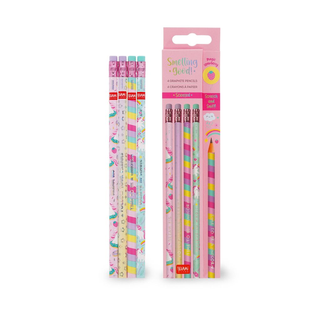 Legami 4 Scented HB Graphite Pencils - Smelling Good! - Unicorn