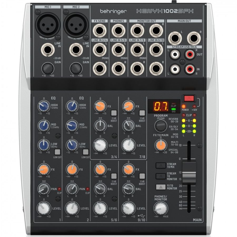 Behringer XENYX 1002SFX Analog Mixer with USB - 10 Input