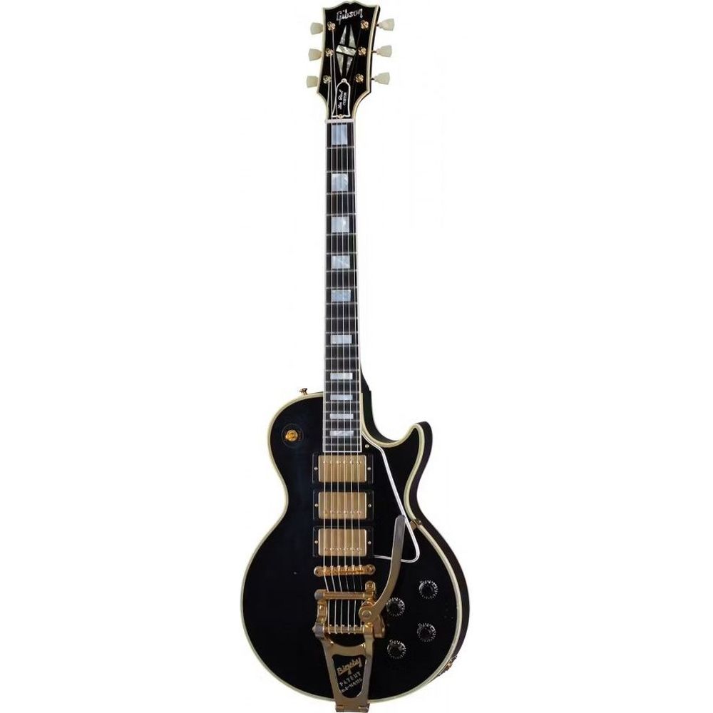 Gibson LPB357LAEBBG1 Les Paul Custom 1957 Custom Reissue 3-pickup Bigsby Electric Guitar - Bigsby Lab Light Aged Ebony