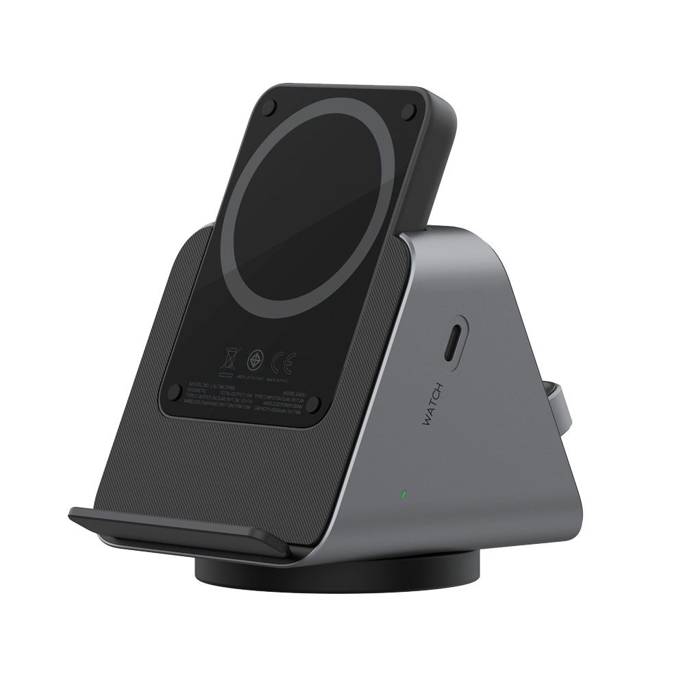 Levelo Terra Wireless Charging Stand With Portable 5000Mah Powerbank - Black