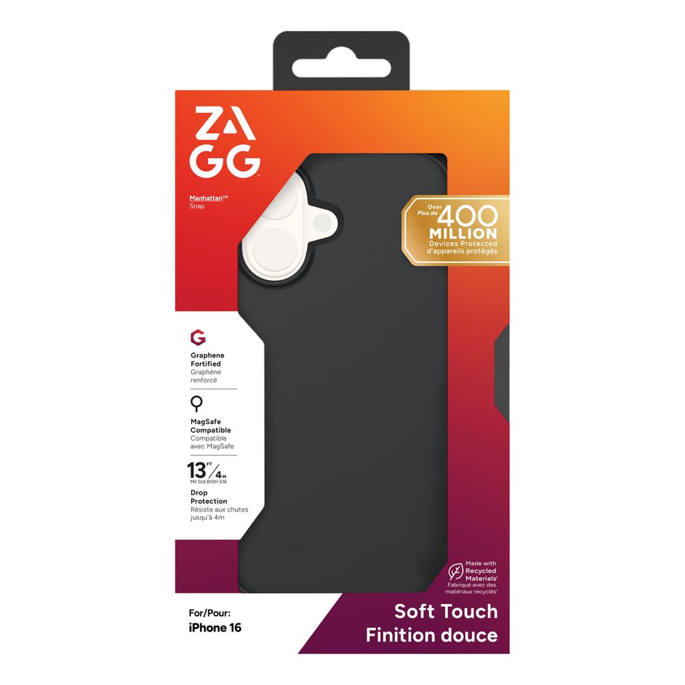 Zagg Cases Manhattan Snap Apple iPhone 16 SM - Black