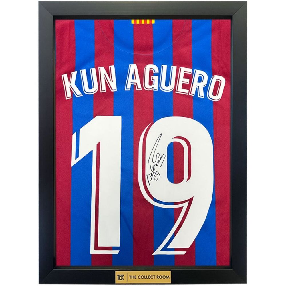 The Collect Room Kun Aguero Back Signed Fc Barcelona 2021-22 Home Shirt