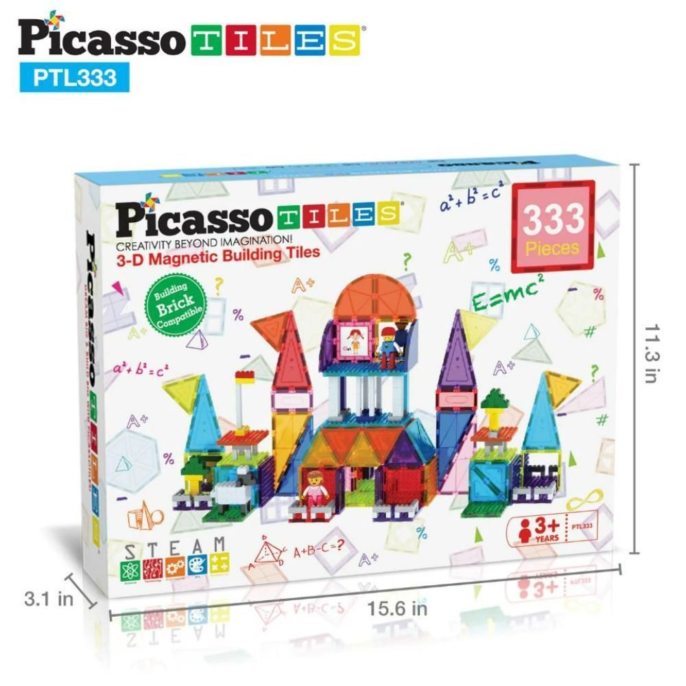 Picasso Magnetic Bricks And Tiles 333 Pieces Magnetic Building Set