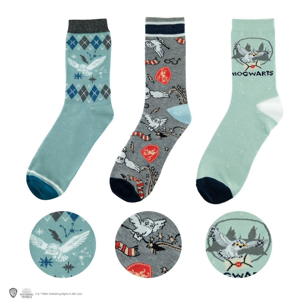 Cinereplicas Harry Potter Crew Socks - Hedwig (Set of 3)