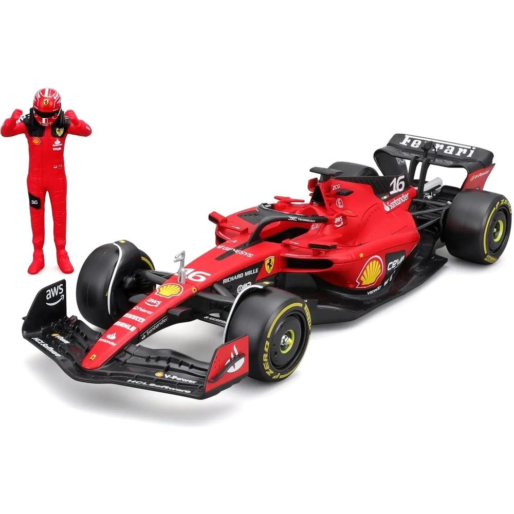 Bburago Formula Racing Charles Leclerc #16 Figure with F1 2023 Ferrari Sf-23 Die-Cast Model Car 1:24 Scale