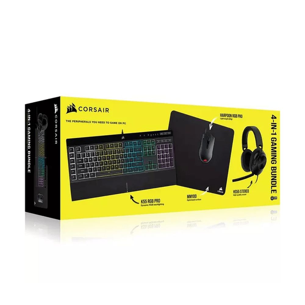 Corsair 4-In-1 Gaming Bundle (K55 RGB Pro + HS55 + Harpoon RGB Pro + MM100)