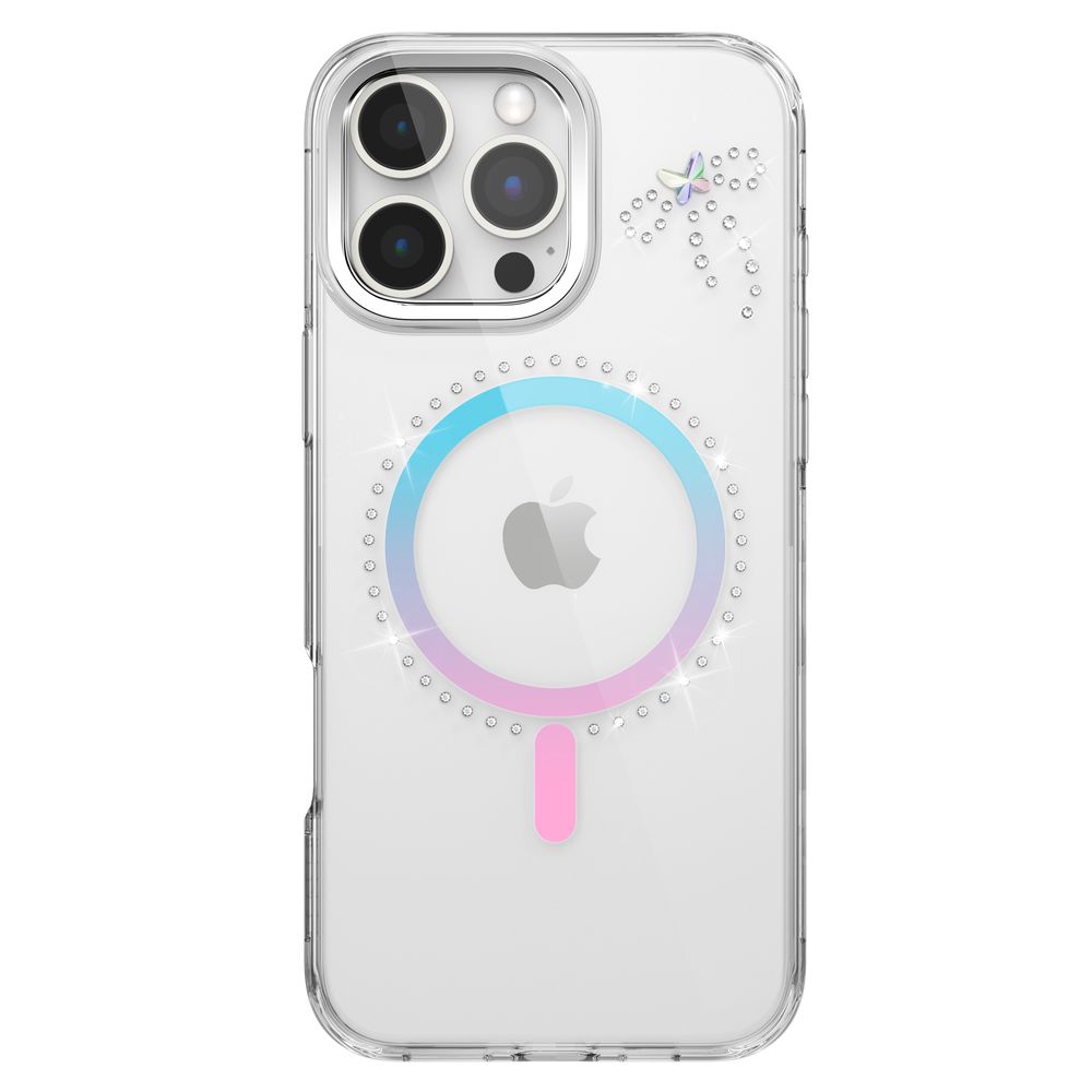 Levelo Butterfly Magsafe Case For iPhone 16 Pro - Transparent/Iridescent