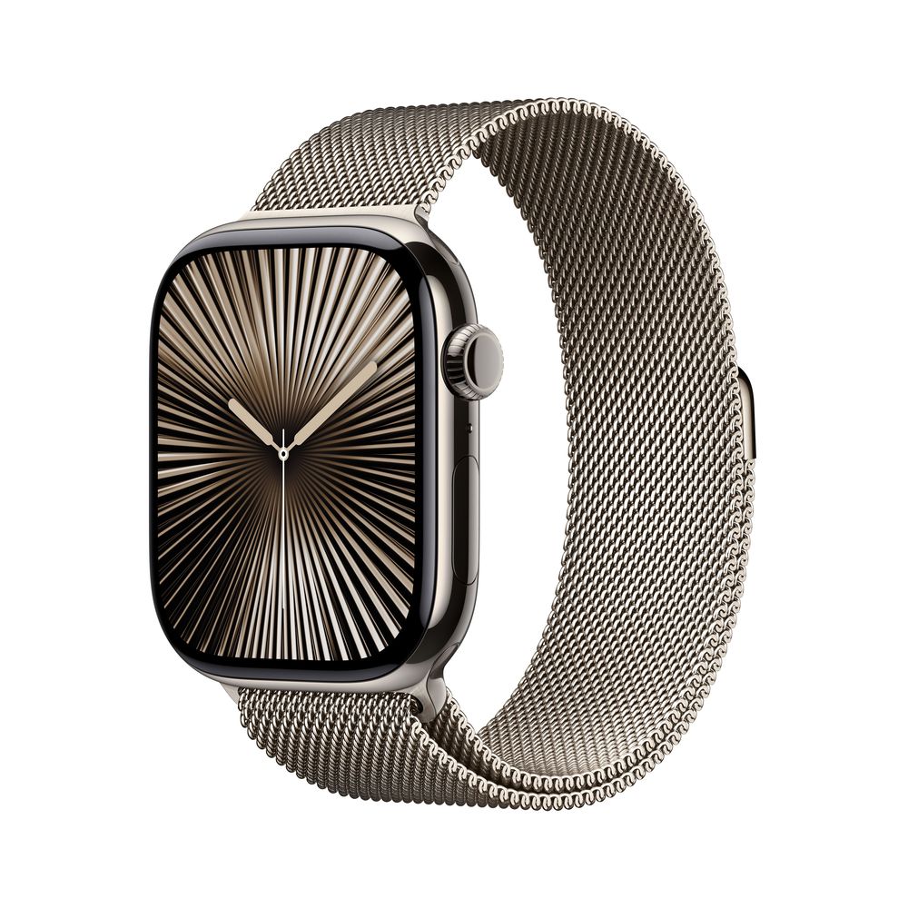 Apple Watch Series 10 GPS + Cellular 46mm Natural Titanium Case with Natural Milanese Loop - S/M