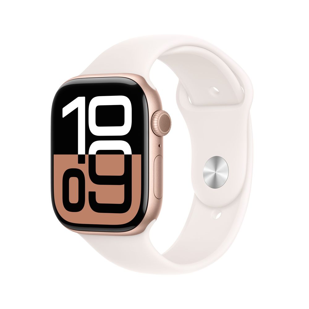 Apple Watch Series 10 GPS + Cellular 42mm Rose Gold Aluminium Case with Light Blush Sport Band - S/M