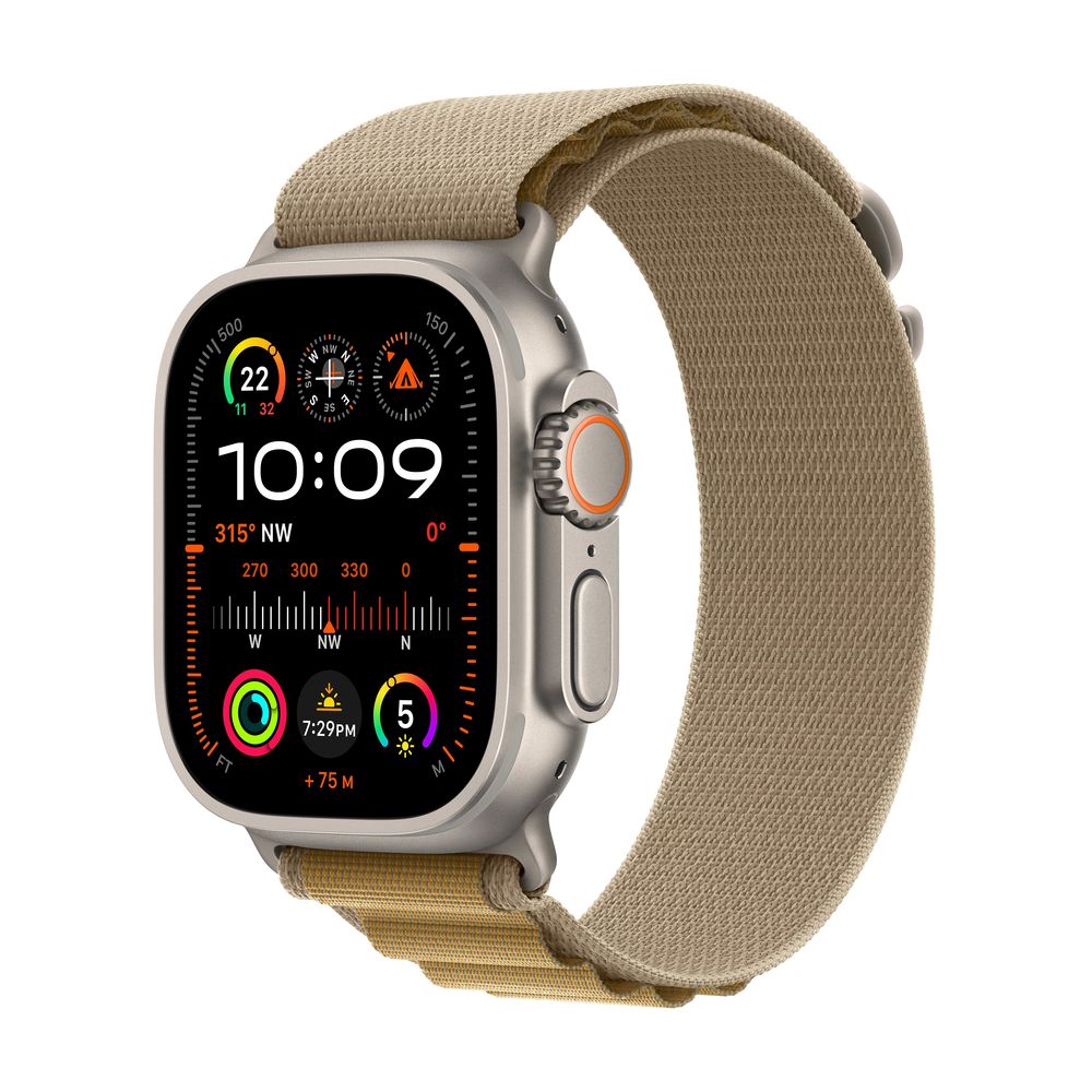 Apple Watch Ultra 2 (2024) GPS + Cellular 49mm Natural Titanium Case with Tan Alpine Loop - Small