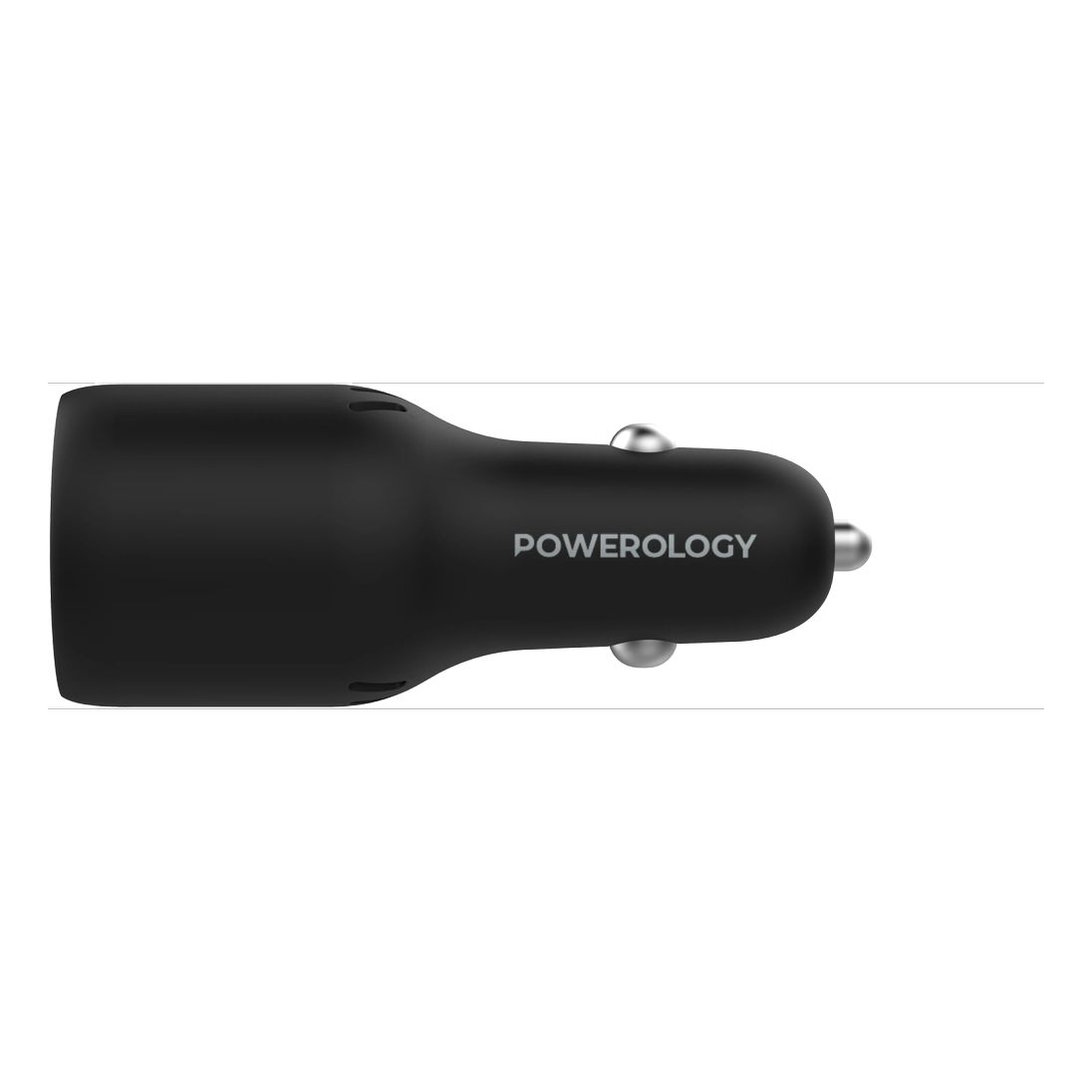 Powerology 65W PD + Qc3.0 LED Dual Ports Car Charger - Black