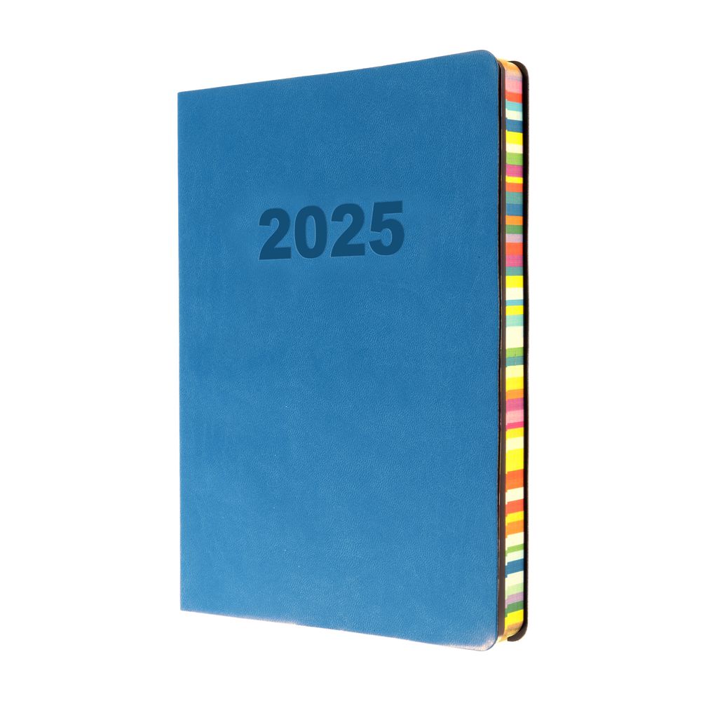 Collins Debden Edge Rainbow 2025 A5 Diary Week To View Planner - Light Blue