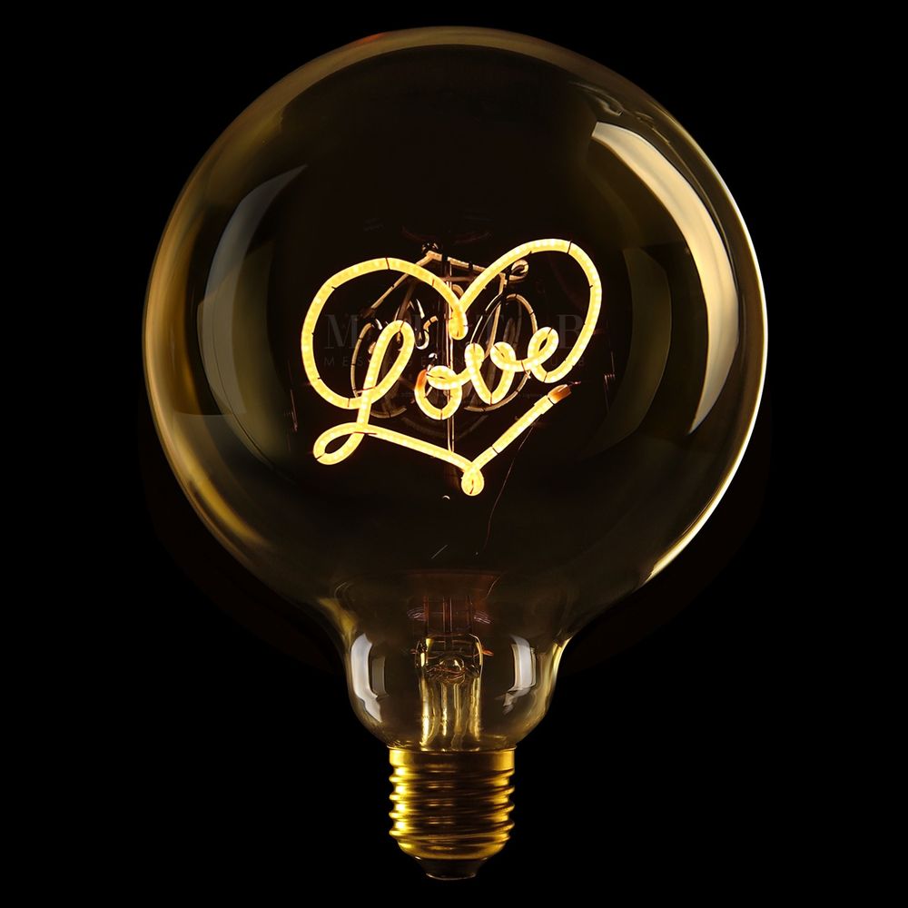 Message in the Bulb - Love (New) - Amber Glass/2200K LED Light Bulb (6 Volt)