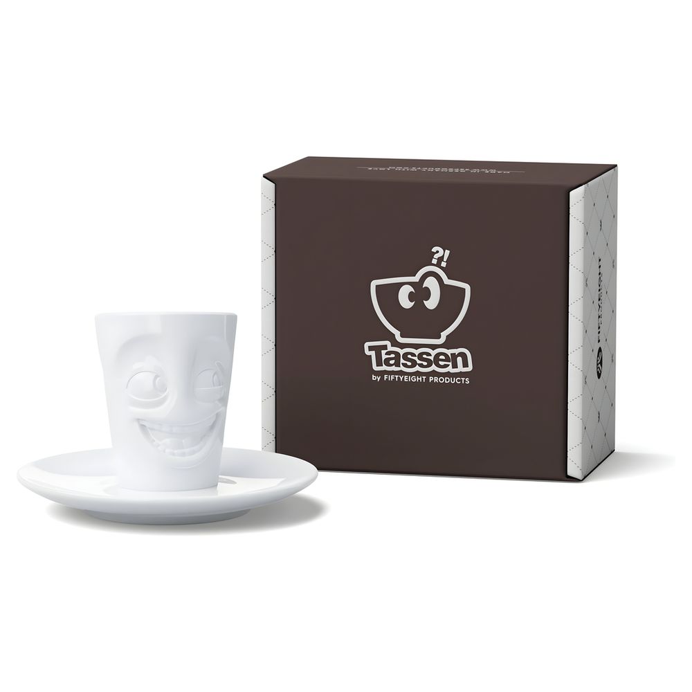 58 Products Tassen Espresso Mug with Handle - Joking - White 80ml