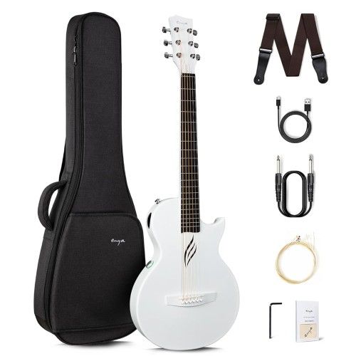 Enya Nova Go/Wh/Sp1 Carbon Fiber Acoustic-Electric Travel Guitar - White