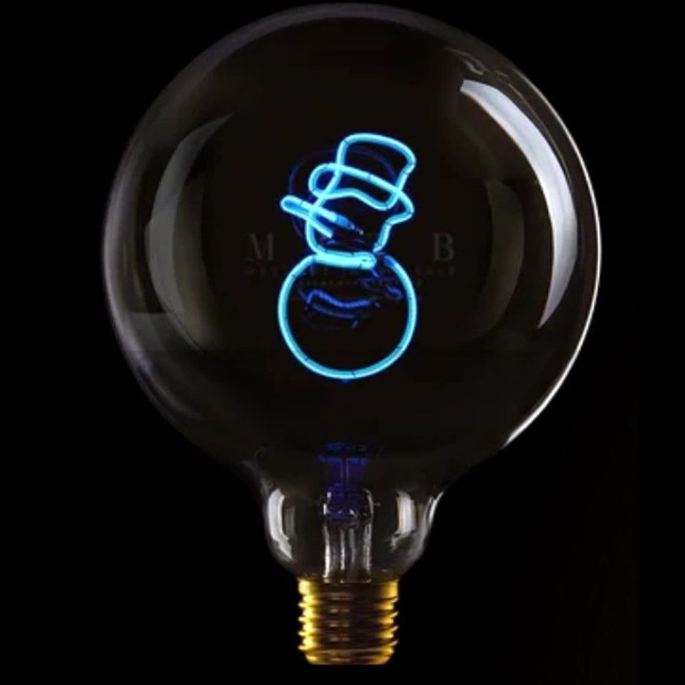 Message In The Bulb - Snowman - Clear Glass/Blue LED Light Bulb (6 Volt)