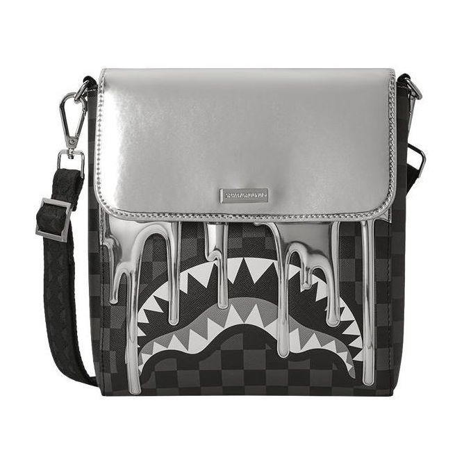 Sprayground Metallic Drip Sharks In Paris Messenger Sling