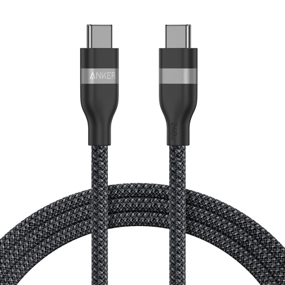 Anker USB-C To USB-C Cable (6 ft/ 240W/ Upcycled-Braided) Iteration 2 - Black