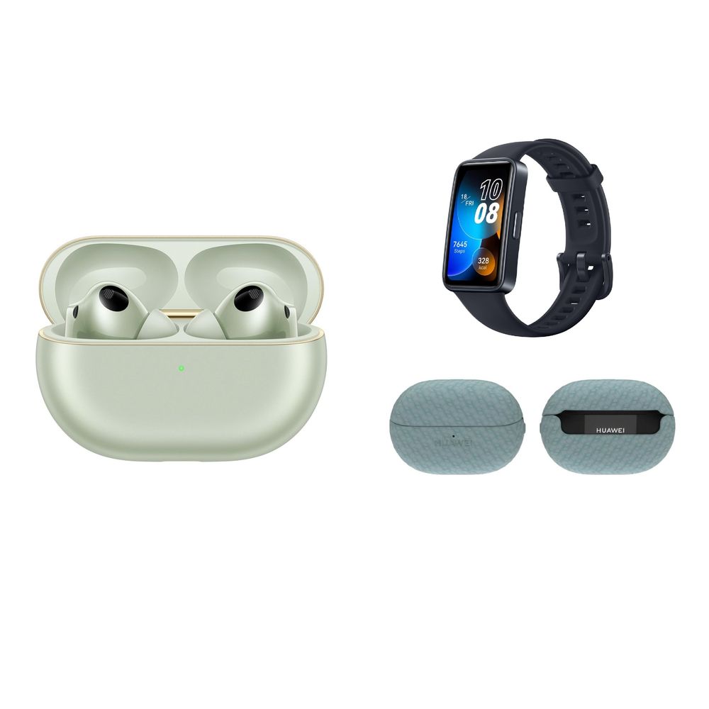 Huawei Freebuds Pro4 Earbuds Green + Band8 Black + Case (Bundle)