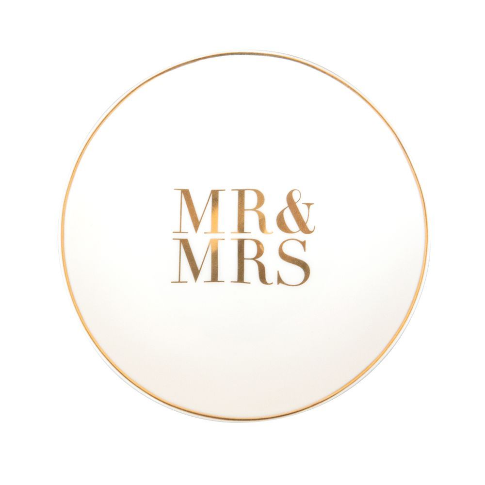 Cristina Re Bridal Mr & Mrs Trinket Dish Ivory & Gold