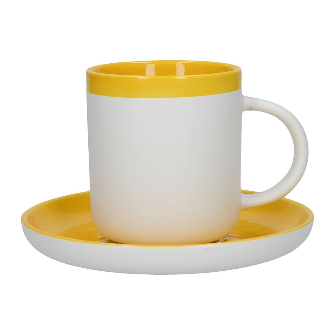 Kitchencraft L.A. Cafetiere Barcelona Mustard Coffee Cup & Saucer 280ml