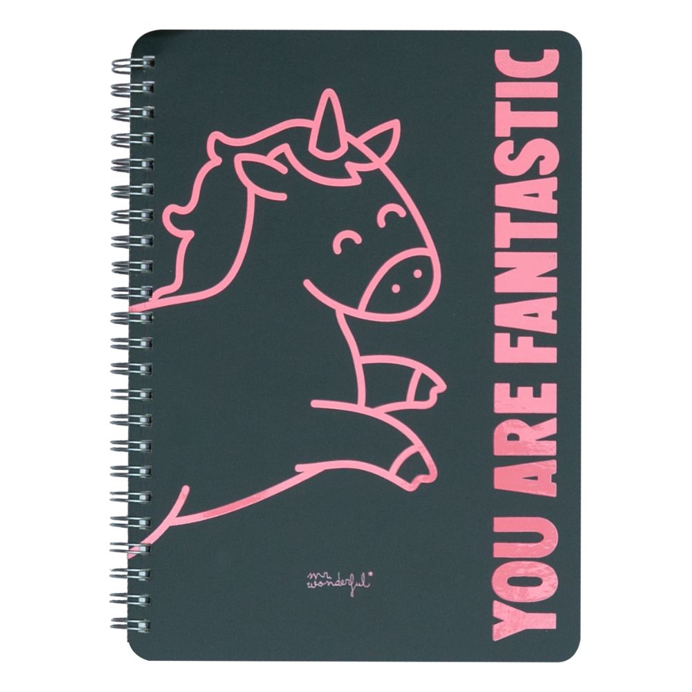 Mr. Wonderful A4 Notebook Unicorn Black - You Are Fantastic