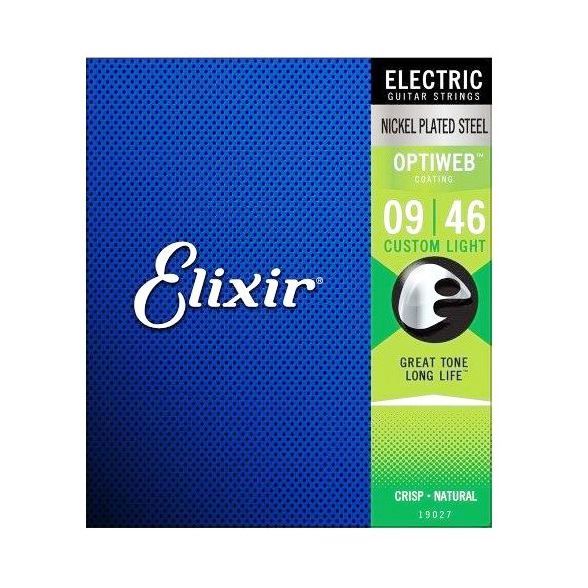 Elixir Electric Nickel Plated Steel Guitar Strings with OPTIWEB - Custom Light .009 - .046