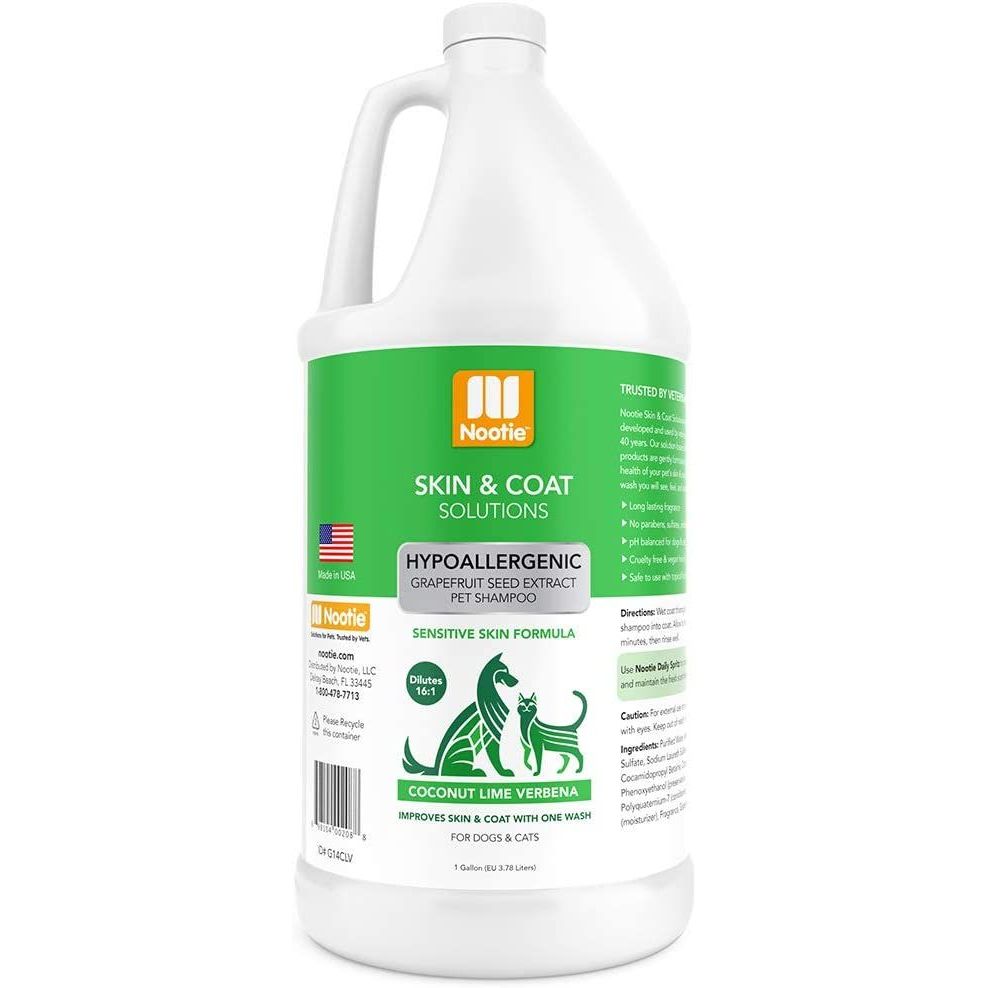 Nootie Hypoallergenic Pet Shampoo with Grapefruit Seed Extract - Coconut Lime Verbena 1 Gallon