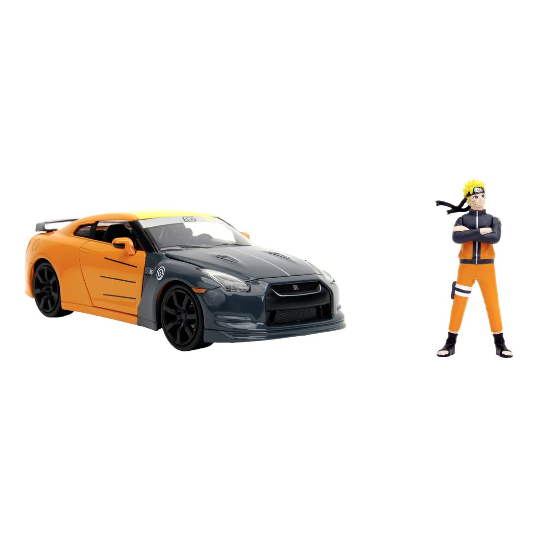 Jada Toys Anime Naruto Naruto And 2009 Nissan GT-R (R35) Diecast Model Car With Figure 1.24 Scale