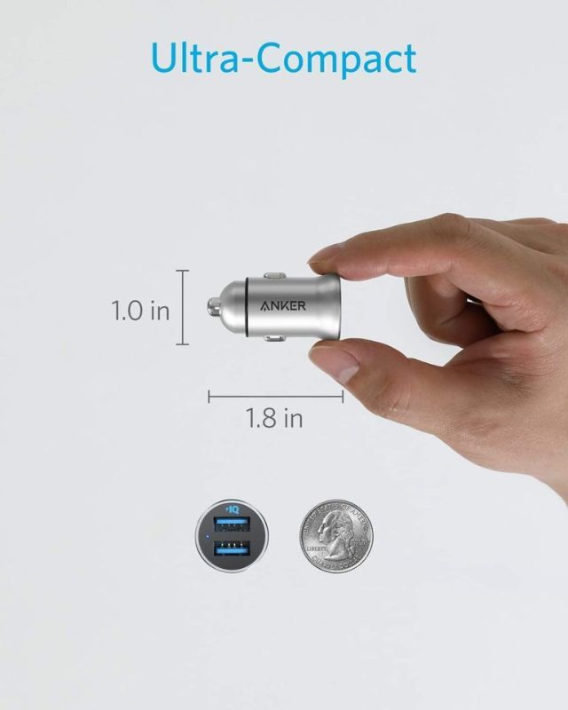 Anker Powerdrive 2 Alloy Metal Mini Dual USB Car Charger