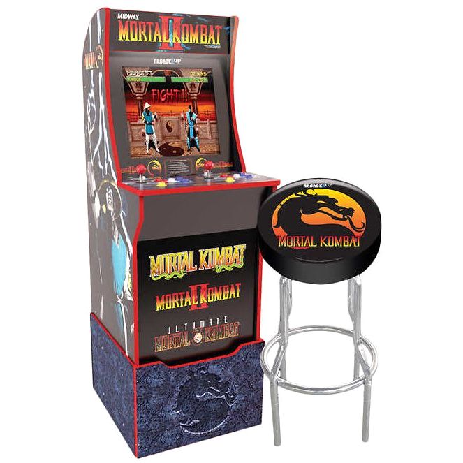 Arcade 1Up Mortal Kombat with Light-Up Marquee/Stool/Riser 57.8-inch