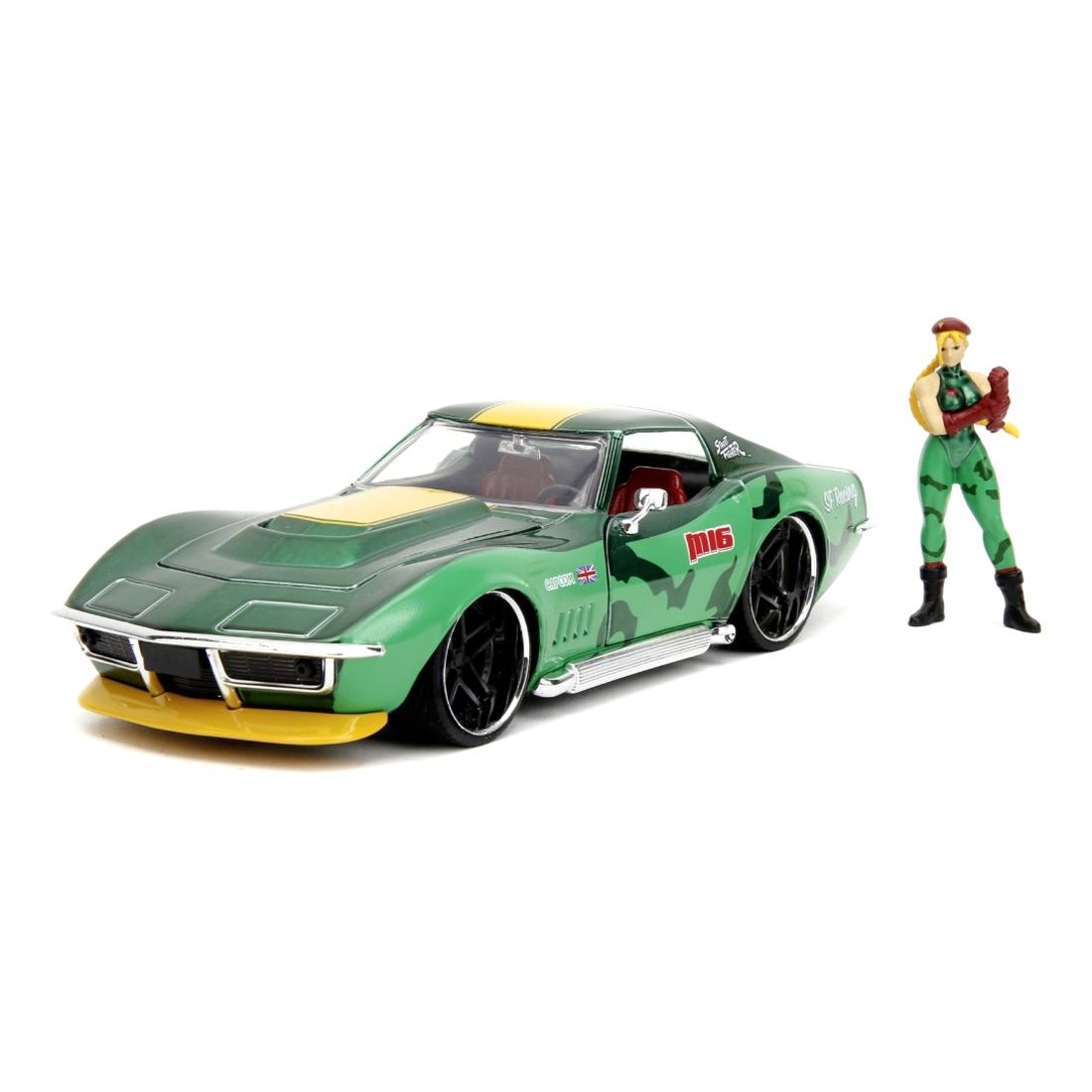 Jada Toys Street Fighter Cammy And 1969 Chevrolet Corvette Stingray ZL1 Diecast Model Car With Figure 1.24 Scale