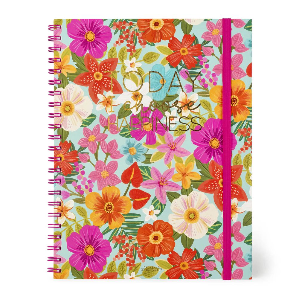 Legami 3-in-1 Spiral Notebook- Maxi Trio Spiral Notebook - Flowers