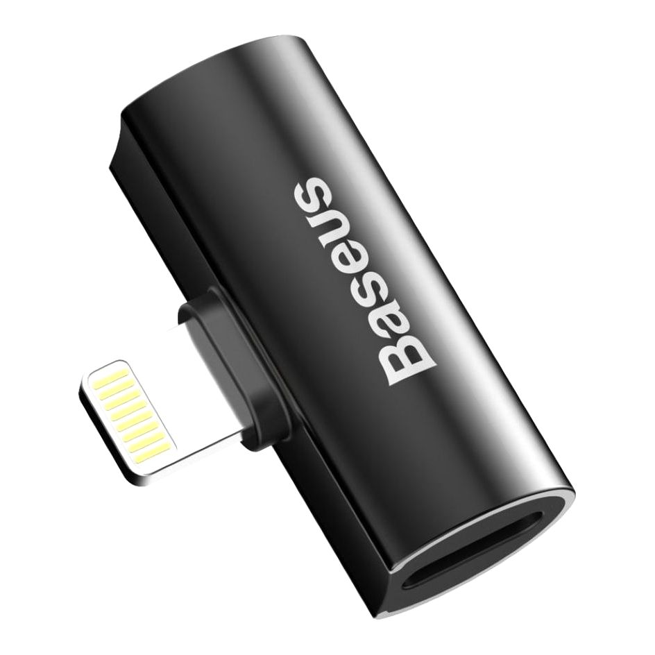 Baseus L46 Ip Male to Dual Ip Female Adapter Black