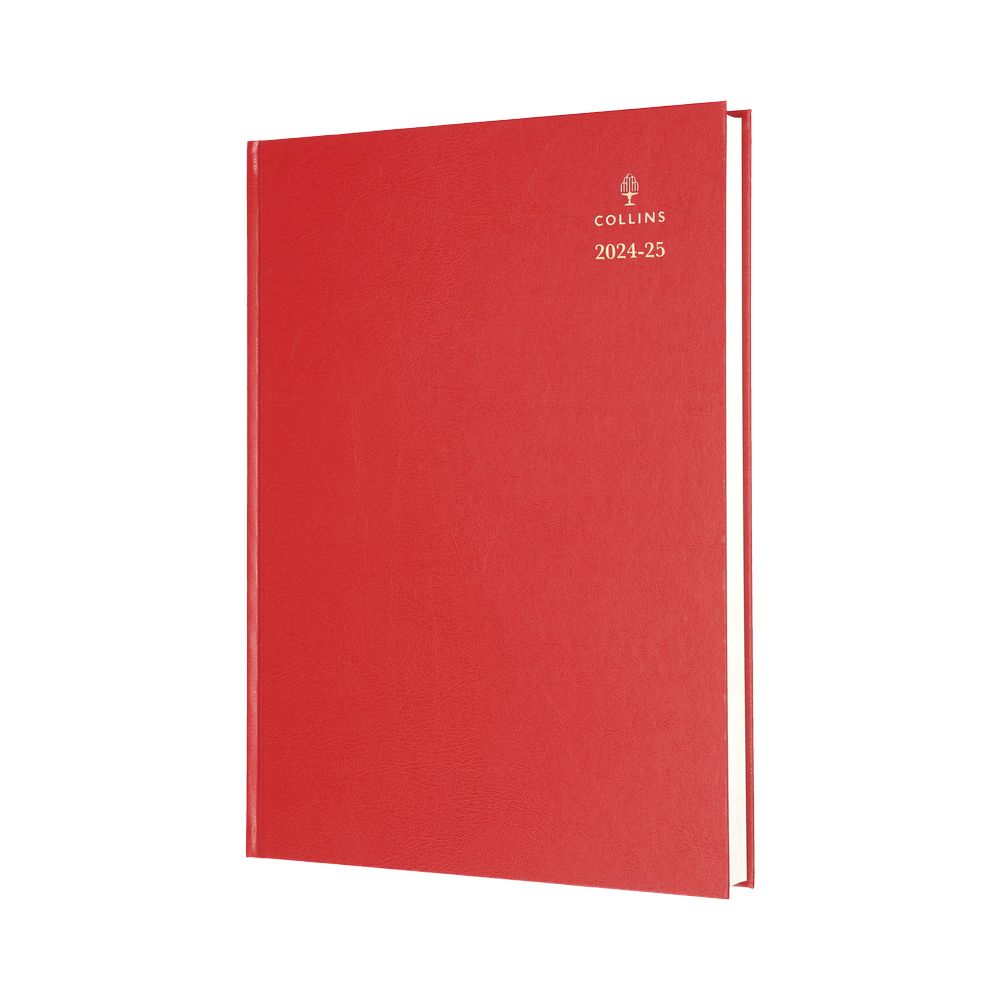 Collins Debden Standard Desk Academic July 2024 - July 25 A4 Day To A Page Mid Year Diary Planner (Appointments) College/ University Term Journal - Red - 44M.15-2425 (432 Sheets)