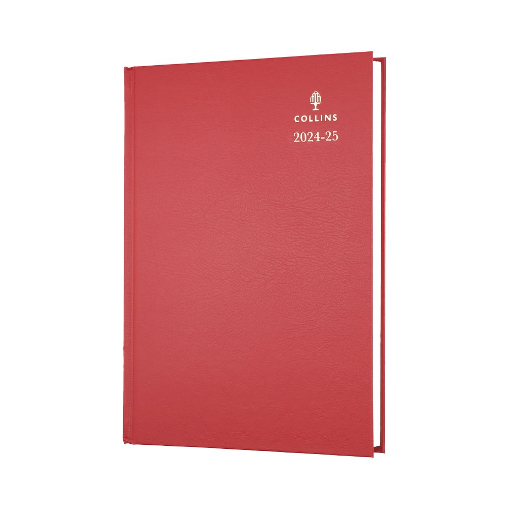 Collins Debden Standard Desk Academic July 2024 - July 25 A5 Day To A Page Mid Year Diary Planner (Appointments) College/ University Term Journal - Red - 52M.15-2425 (432 Sheets)