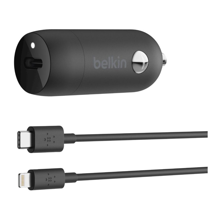 Belkin Boost Charge 20W USB-C Pd Car Charger Lightning Cable Black