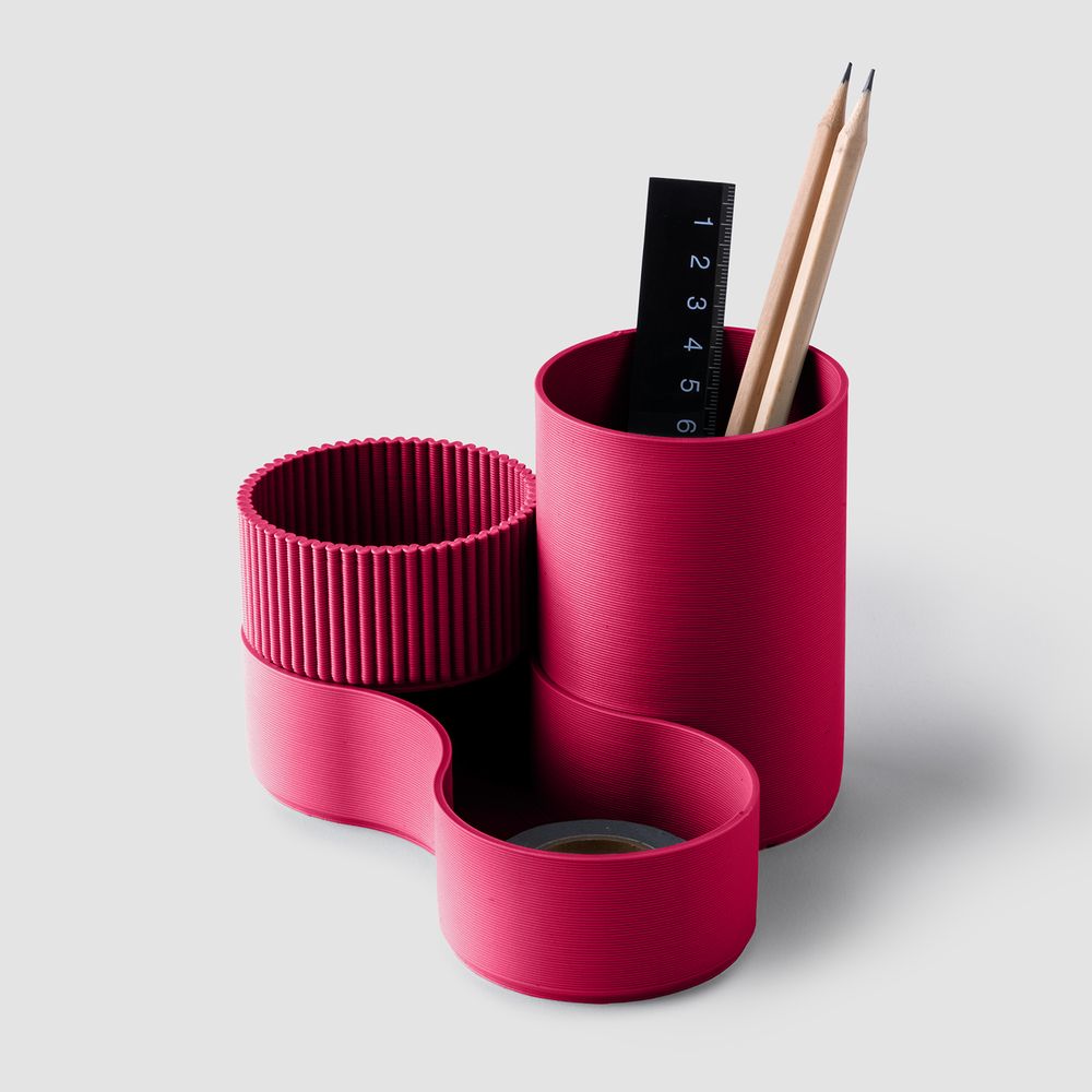 bFRIENDS Desk Pot Stationery Bin - Raspberry