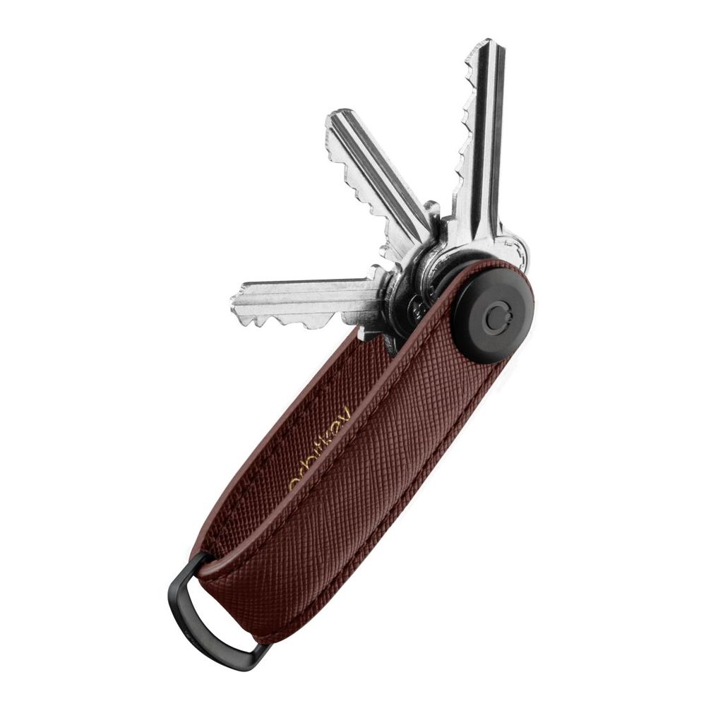 Orbitley Saffiano Leather Keychain Dark Cherry